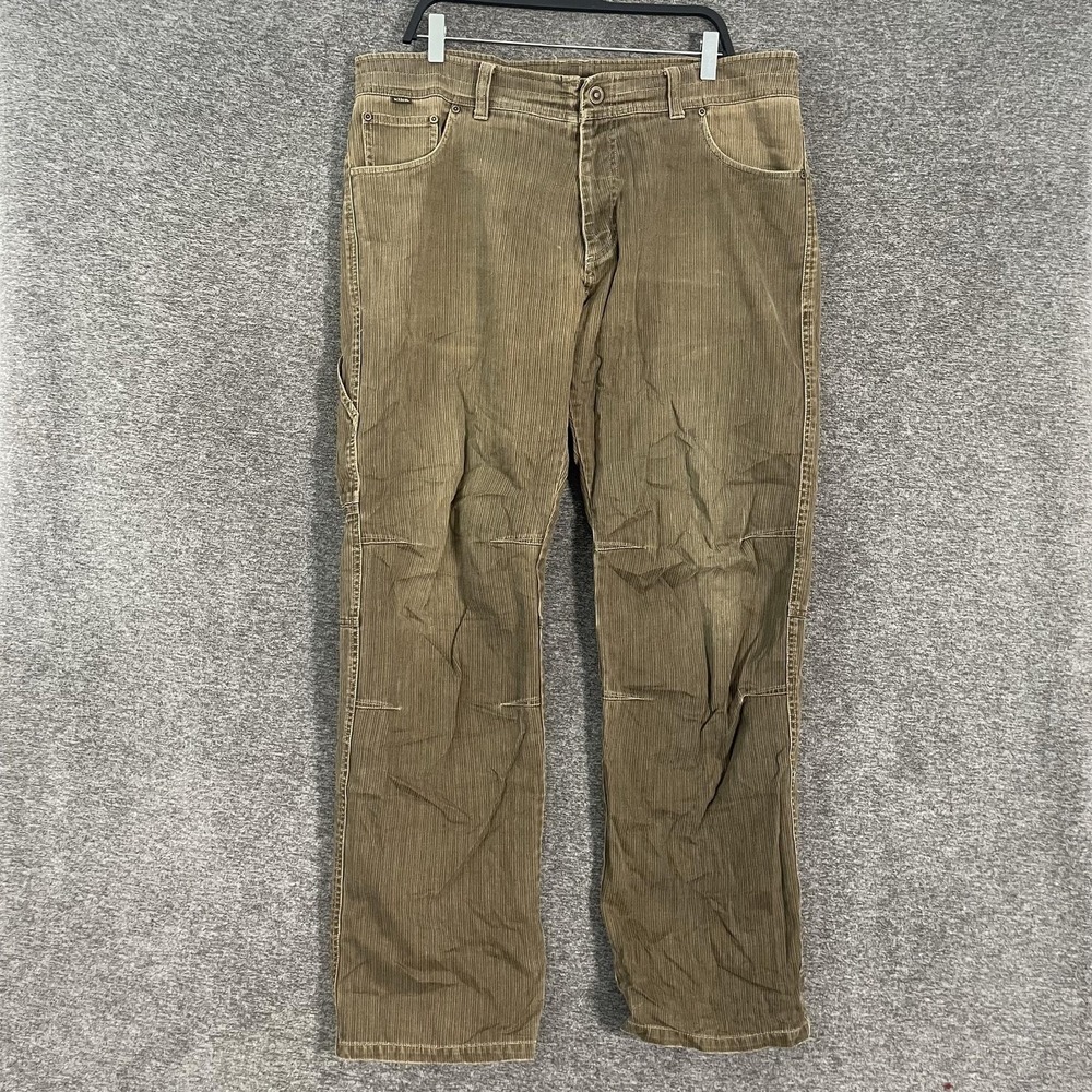 Kuhl Pants Mens 38x34 Brown Striped Canvas Vintage Patina Dye Outdoor Workwear